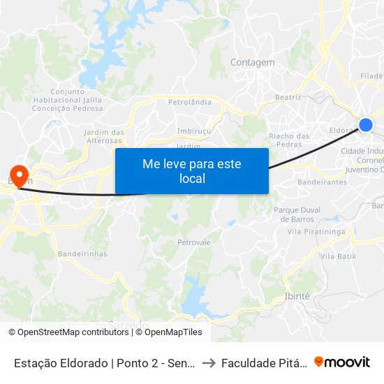 Estação Eldorado | Ponto 2 - Sentido Bairro to Faculdade Pitágoras map