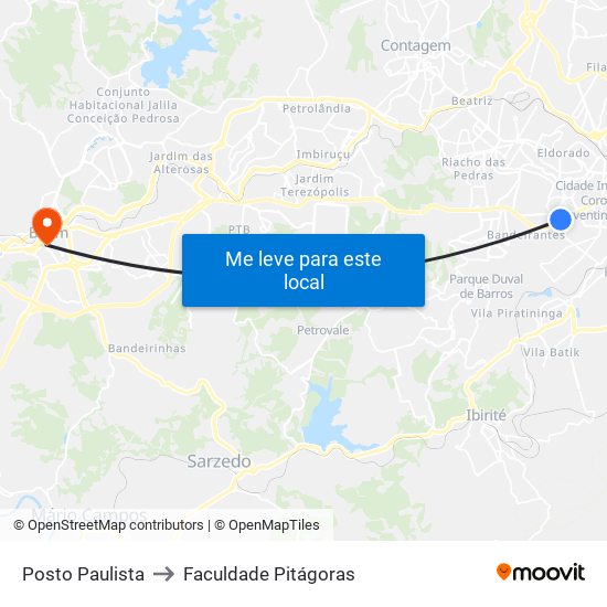 Posto Paulista to Faculdade Pitágoras map