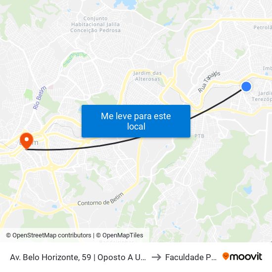 Av. Belo Horizonte, 59 | Oposto A Upa Uai Teresópolis to Faculdade Pitágoras map