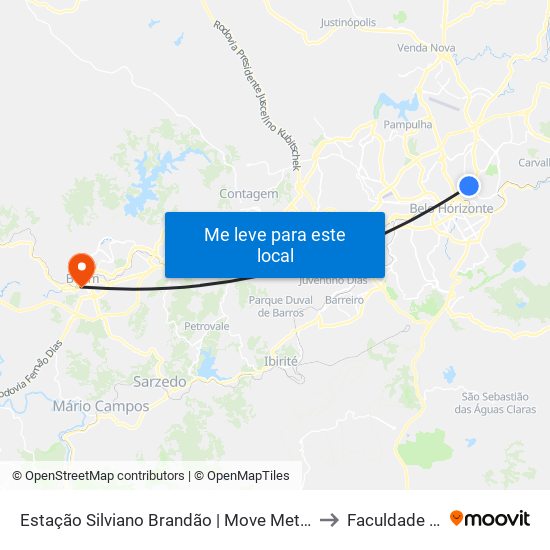 Estação Silviano Brandão | Move Metropolitano - Sentido Bairro to Faculdade Pitágoras map