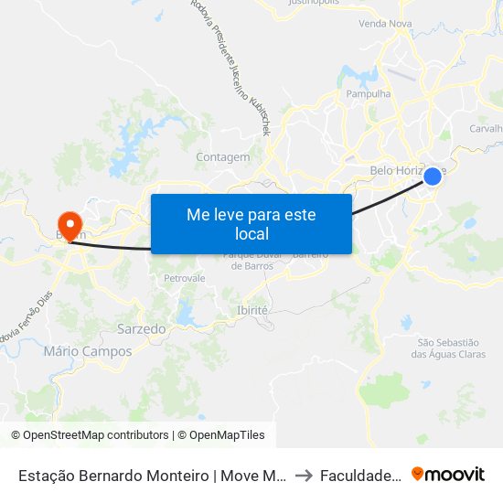 Estação Bernardo Monteiro | Move Metropolitano - Plataforma 2 A to Faculdade Pitágoras map