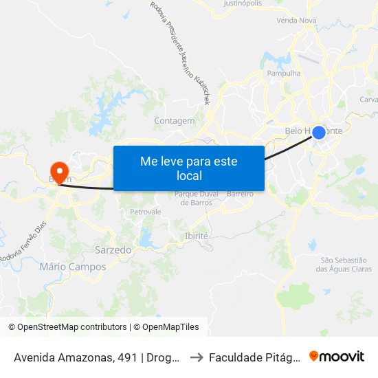 Avenida Amazonas, 491 | Droga Clara to Faculdade Pitágoras map