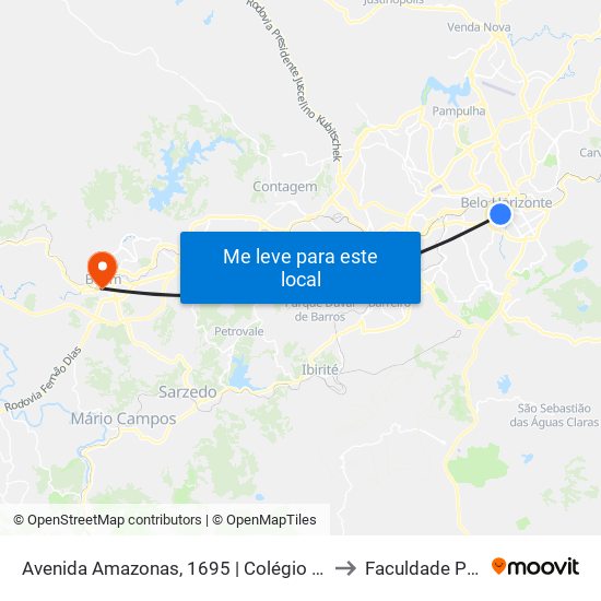 Avenida Amazonas, 1695 | Colégio Santo Agostinho 3 to Faculdade Pitágoras map