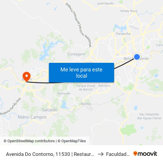 Avenida Do Contorno, 11530 | Restaurante Popular 1 (Antes Da Rodoviária) to Faculdade Pitágoras map