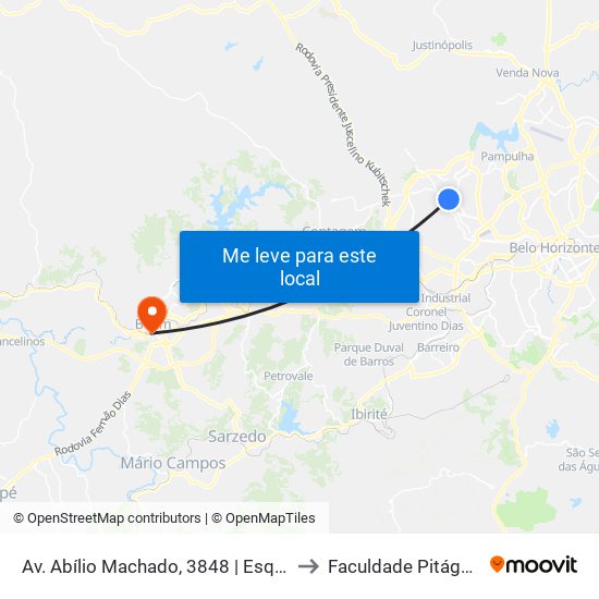 Av. Abílio Machado, 3848 | Esquinão to Faculdade Pitágoras map