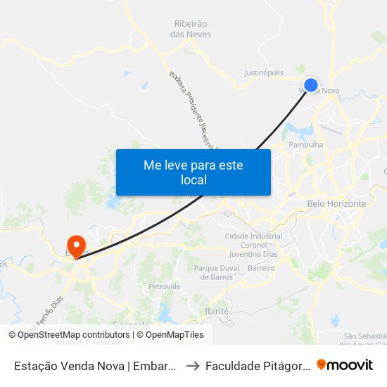 Estação Venda Nova | Embarque to Faculdade Pitágoras map
