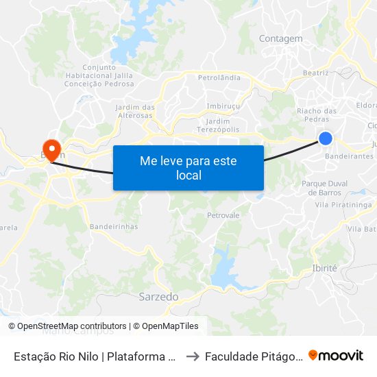 Estação Rio Nilo | Plataforma A & B to Faculdade Pitágoras map
