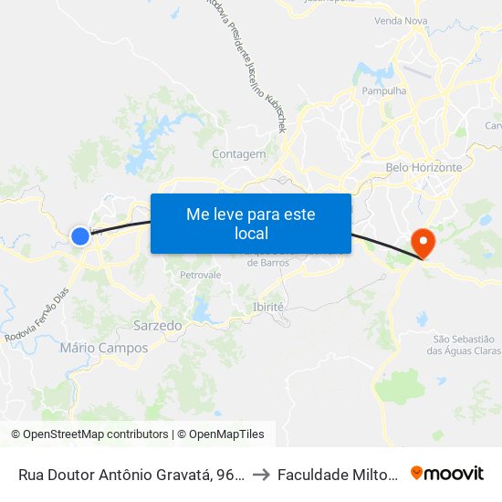 Rua Doutor Antônio Gravatá, 96 | Álvim Barbosa to Faculdade Milton Campos map