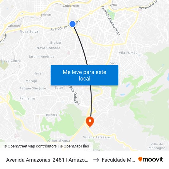 Avenida Amazonas, 2481 | Amazonas Com Martim De Carvalho 1 to Faculdade Milton Campos map