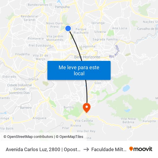 Avenida Carlos Luz, 2800 | Oposto Ao Shopping Del Rey to Faculdade Milton Campos map