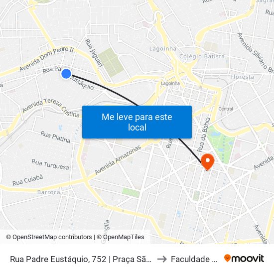 Rua Padre Eustáquio, 752 | Praça São Francisco Das Chagas to Faculdade Pitágoras map