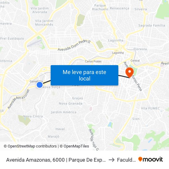 Avenida Amazonas, 6000 | Parque De Exposições Da Gameleira/Expominas E Oposto Ao Cefet-Mg Campus VI to Faculdade Pitágoras map