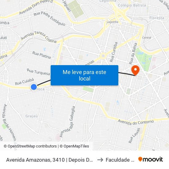 Avenida Amazonas, 3410 | Depois Da Esquina Com Rua Turfa to Faculdade Pitágoras map