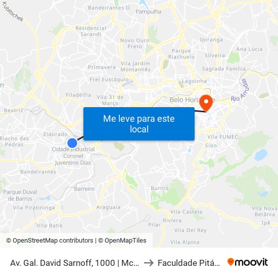 Av. Gal. David Sarnoff, 1000 | Mcdonald's to Faculdade Pitágoras map