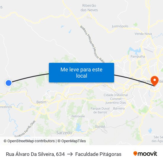 Rua Álvaro Da Silveira, 634 to Faculdade Pitágoras map