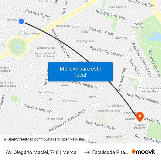Av. Olegário Maciel, 748 | Mercado Novo 3 to Faculdade Pitágoras map