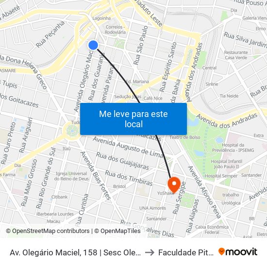 Av. Olegário Maciel, 158 | Sesc Olegário Maciel 1 to Faculdade Pitágoras map
