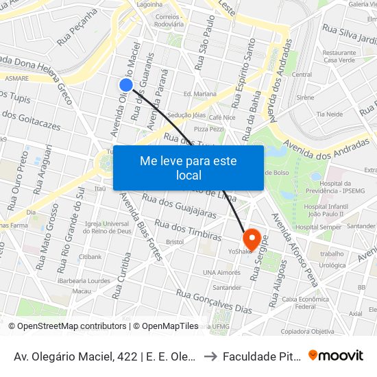 Av. Olegário Maciel, 422 | E. E. Olegário Maciel 1 to Faculdade Pitágoras map