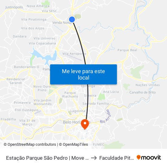 Estação Parque São Pedro | Move Metropolitano to Faculdade Pitágoras map