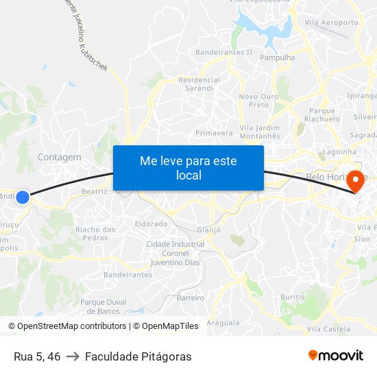 Rua 5, 46 to Faculdade Pitágoras map