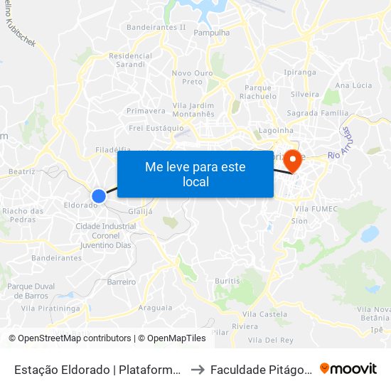 Estação Eldorado | Plataforma A3 to Faculdade Pitágoras map