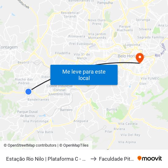 Estação Rio Nilo | Plataforma C - Sentido Metrô to Faculdade Pitágoras map