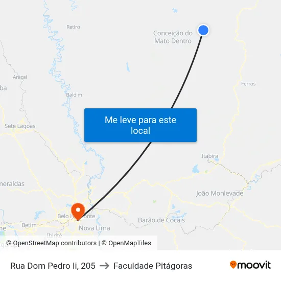 Rua Dom Pedro Ii, 205 to Faculdade Pitágoras map