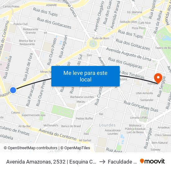 Avenida Amazonas, 2532 | Esquina Com Rua Tenente Brito Melo to Faculdade Pitágoras map