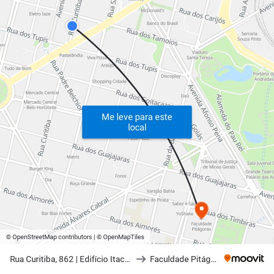 Rua Curitiba, 862 | Edifício Itacolomi to Faculdade Pitágoras map