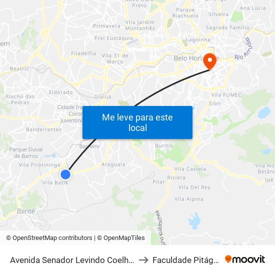 Avenida Senador Levindo Coelho, 795 to Faculdade Pitágoras map