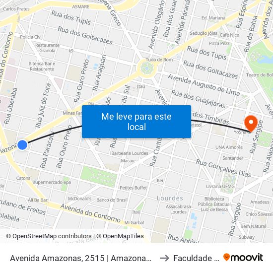 Avenida Amazonas, 2515 | Amazonas Com Martim De Carvalho 1 to Faculdade Pitágoras map