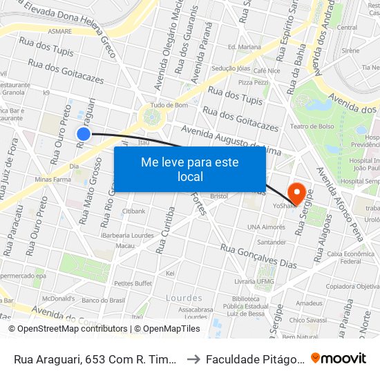 Rua Araguari, 653 Com R. Timbiras to Faculdade Pitágoras map