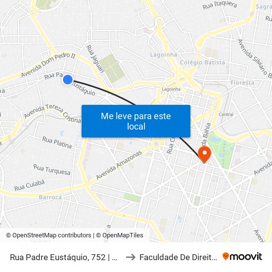 Rua Padre Eustáquio, 752 | Praça São Francisco Das Chagas to Faculdade De Direito E Ciências Do Estado map