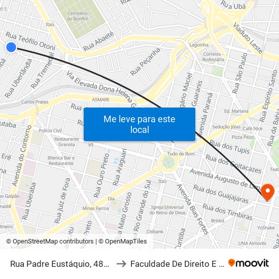 Rua Padre Eustáquio, 480 | Sesc Carlos Prates to Faculdade De Direito E Ciências Do Estado map