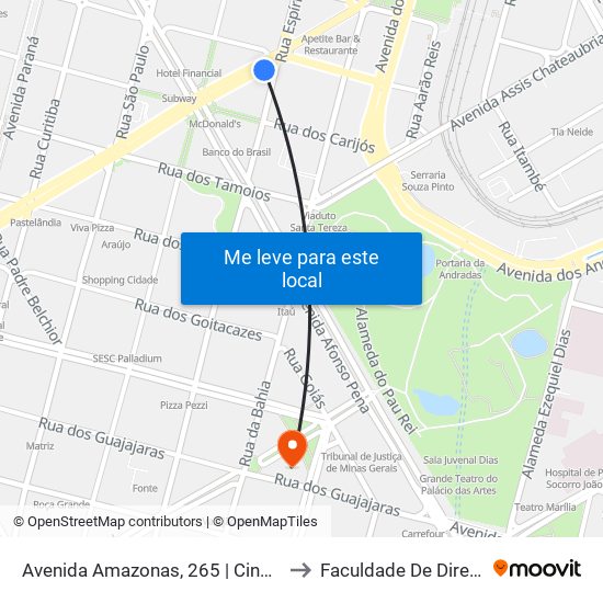 Avenida Amazonas, 265 | Cine Theatro Brasil 3 (Depois Da Praça 7) to Faculdade De Direito E Ciências Do Estado map