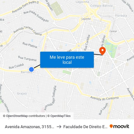 Avenida Amazonas, 3155 | Corpo De Bombeiros to Faculdade De Direito E Ciências Do Estado map
