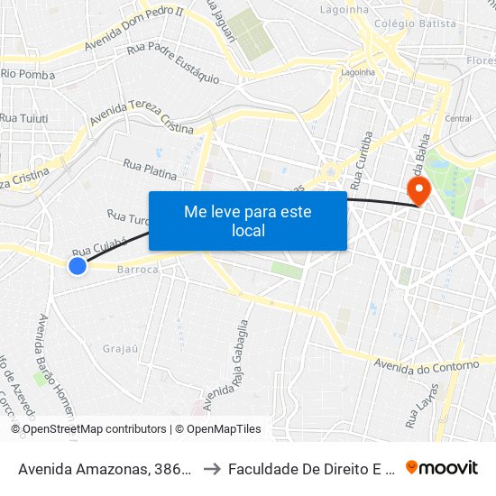 Avenida Amazonas, 3865 | Lojas De Veículos to Faculdade De Direito E Ciências Do Estado map