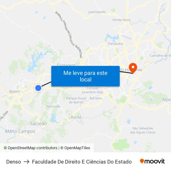 Denso to Faculdade De Direito E Ciências Do Estado map