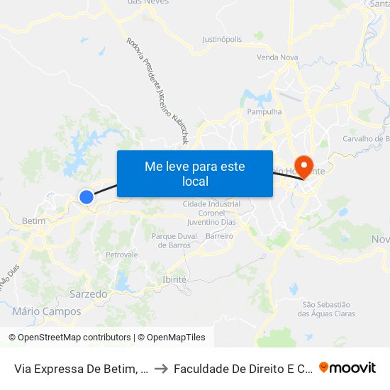 Via Expressa De Betim, 15999 | Transpes to Faculdade De Direito E Ciências Do Estado map