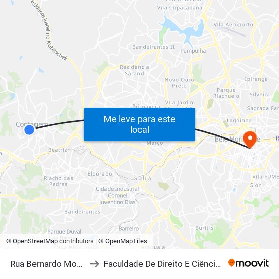 Rua Bernardo Monteiro, 65 to Faculdade De Direito E Ciências Do Estado map