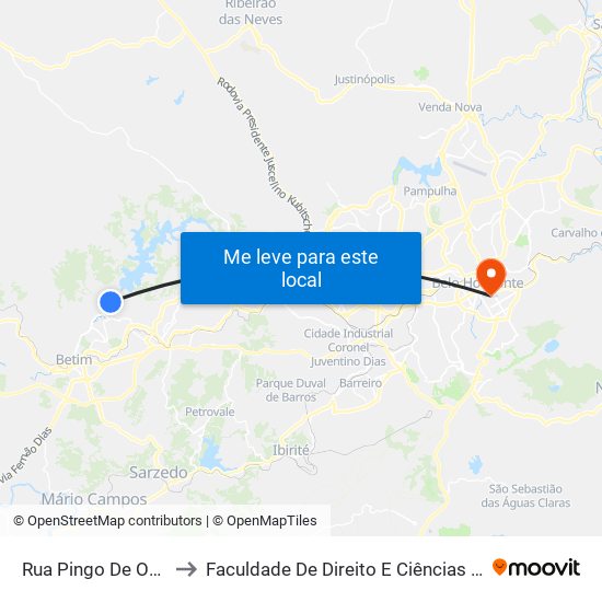 Rua Pingo De Ouro, 16 to Faculdade De Direito E Ciências Do Estado map