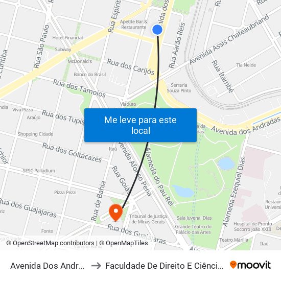 Avenida Dos Andradas 344 to Faculdade De Direito E Ciências Do Estado map