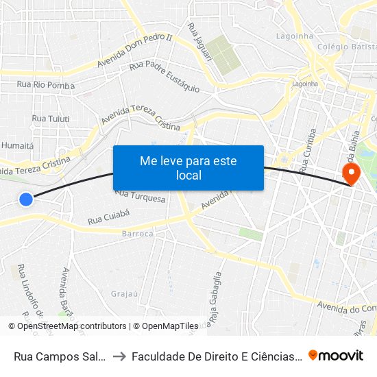 Rua Campos Sales 472 to Faculdade De Direito E Ciências Do Estado map