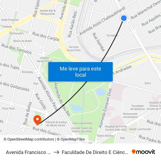 Avenida Francisco Sales 348 to Faculdade De Direito E Ciências Do Estado map