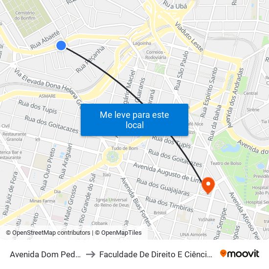 Avenida Dom Pedro II 625 to Faculdade De Direito E Ciências Do Estado map