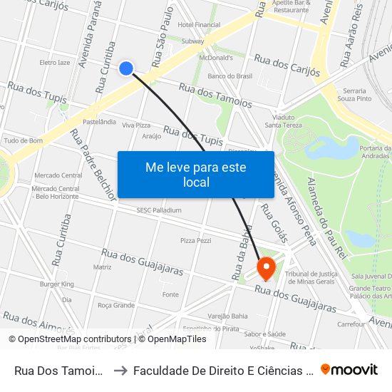 Rua Dos Tamoios 482 to Faculdade De Direito E Ciências Do Estado map