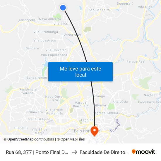 Rua 68, 377 | Ponto Final Da Linha 627 No Mantiqueira to Faculdade De Direito E Ciências Do Estado map