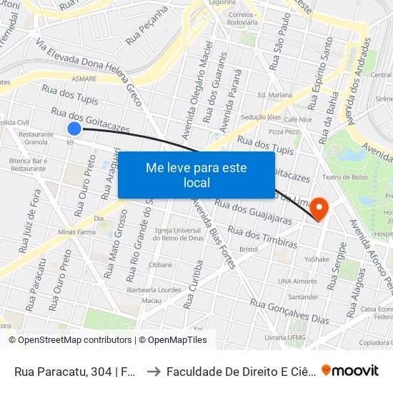 Rua Paracatu, 304 | Fórum Lafayette to Faculdade De Direito E Ciências Do Estado map