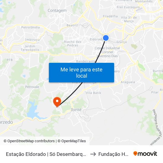 Estação Eldorado | Só Desembarque (Linhas Encerrando Viagem) to Fundação Helena Antipoff map