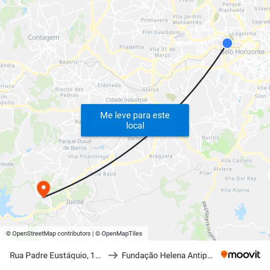 Rua Padre Eustáquio, 152 to Fundação Helena Antipoff map